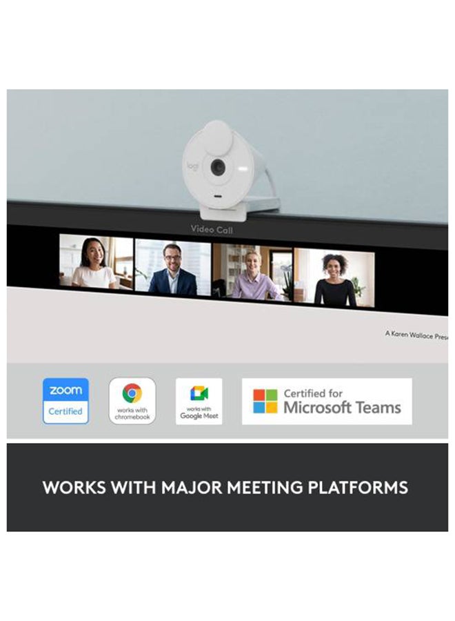 Logitech - Brio 300 Full HD Webcam, 2MP Camera, 70° Viewing Angle, Privacy Shutter, Light Sensor, 30 Fps Video Recording Speed, USB-C Interface, 1.22M Mic Pick Up Range White - Image 1