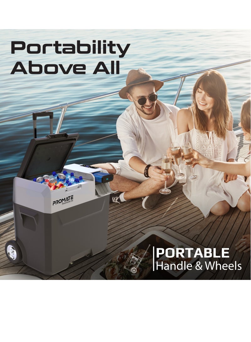 PROMATE - Promate Portable Mini Fridge, -20 C to 20 C Ice-Free Cooler with 52000mAh Multi-Port Power Bank, 2W LED Torch, 40L Capacity, 36H Cooling and 3-Way Recharging for Outdoor, Camping - Image 1