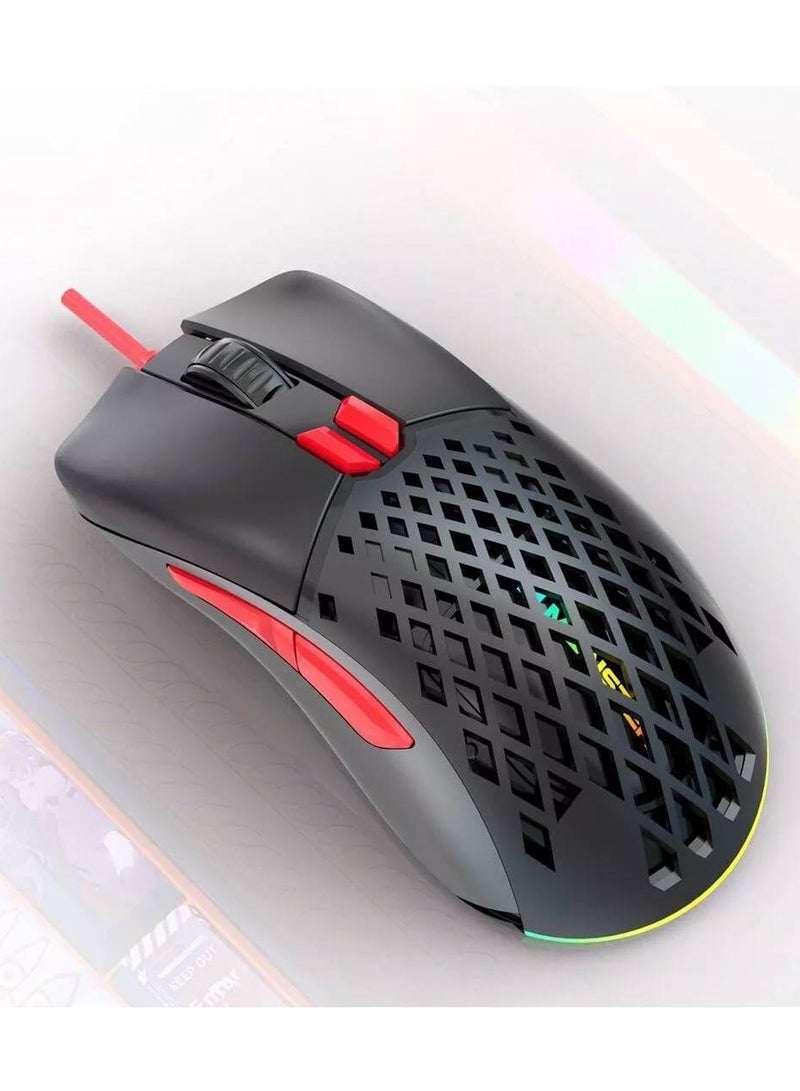 Monster - AIRMARS KM4 RGB Gaming Mouse - Optical Sensor 16,000 DPI - 1000 Hz Polling Rate - Paracord Cable - Software Support - Lightweigh 68 Gram - Image 1