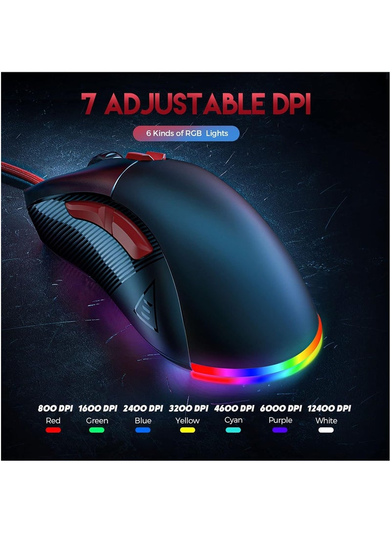 Monster - AIRMARS KM4S RGB Gaming Mouse - Optical Sensor 16,000 DPI - 1000 Hz Polling Rate - Paracord Cable - Software Support - Lightweigh 68 Gram - Image 1