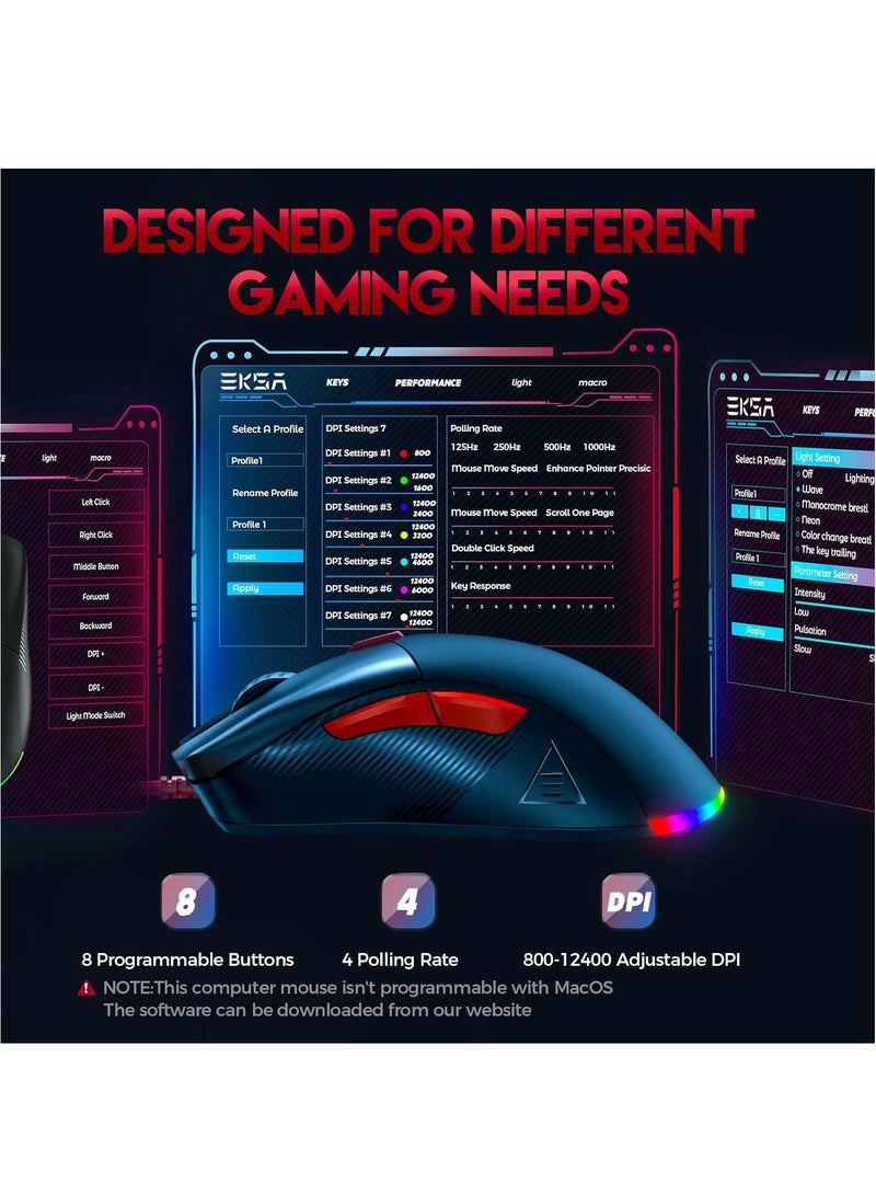 Monster - AIRMARS KM4S RGB Gaming Mouse - Optical Sensor 16,000 DPI - 1000 Hz Polling Rate - Paracord Cable - Software Support - Lightweigh 68 Gram - Image 1