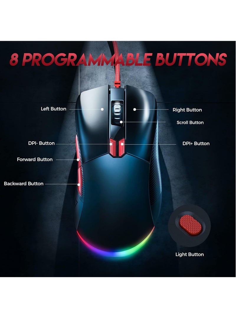 Monster - AIRMARS KM4S RGB Gaming Mouse - Optical Sensor 16,000 DPI - 1000 Hz Polling Rate - Paracord Cable - Software Support - Lightweigh 68 Gram - Image 1