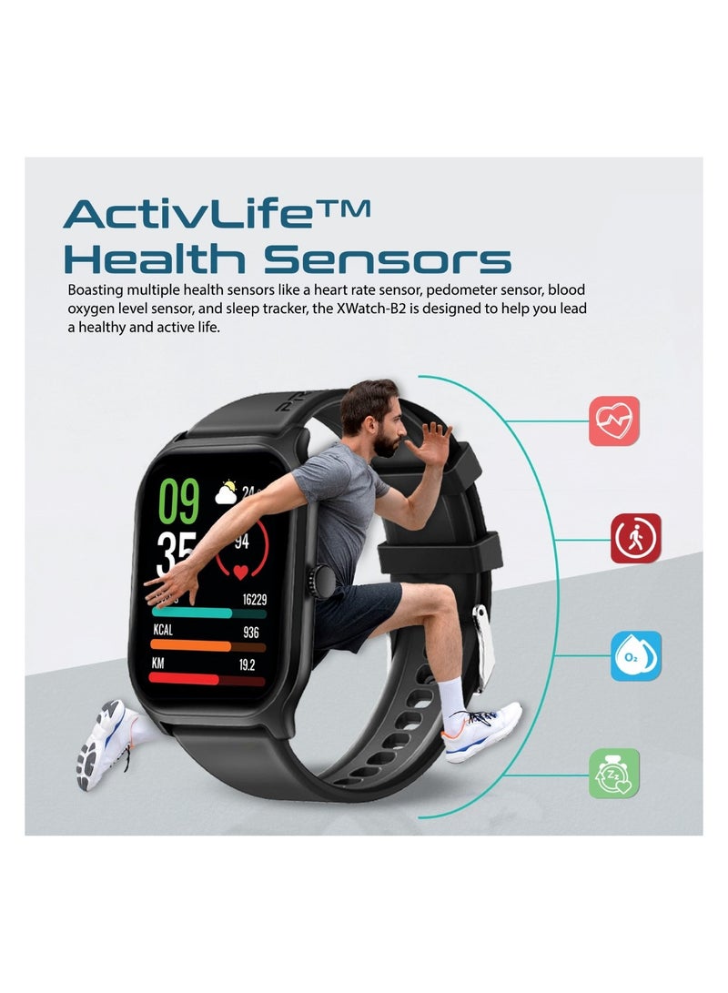 PROMATE Smart Watch, Premium Bluetooth 5.2 Fitness Tracker With 2-Inch TFT Display, 15-Day Battery Life, 123+ Sports Modes, 200 Watch Faces And IP67 Water Resistance For iPhone 14, Galaxy S23, XWatch-B2 Black  - Image 3