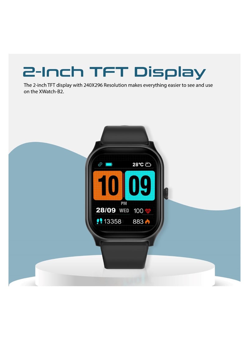 PROMATE Smart Watch, Premium Bluetooth 5.2 Fitness Tracker With 2-Inch TFT Display, 15-Day Battery Life, 123+ Sports Modes, 200 Watch Faces And IP67 Water Resistance For iPhone 14, Galaxy S23, XWatch-B2 Black  - Image 5