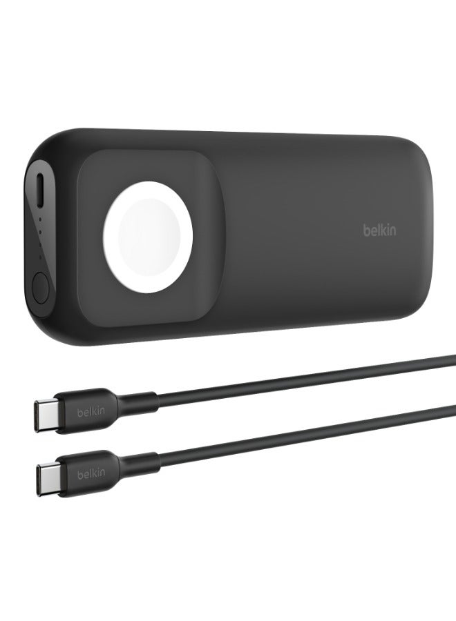 belkin 10000 mAh BoostCharge Pro Fast Wireless Charger For Apple Watch + PowerBank 10K Portable And Compact, 20W USB-C Output, For Apple Watch Ultra/8/7/6/5/4/3/2/1/SE, AirPods Pro 2nd Gen, iPhone 15/14/13/12/11 Black  - Image 1