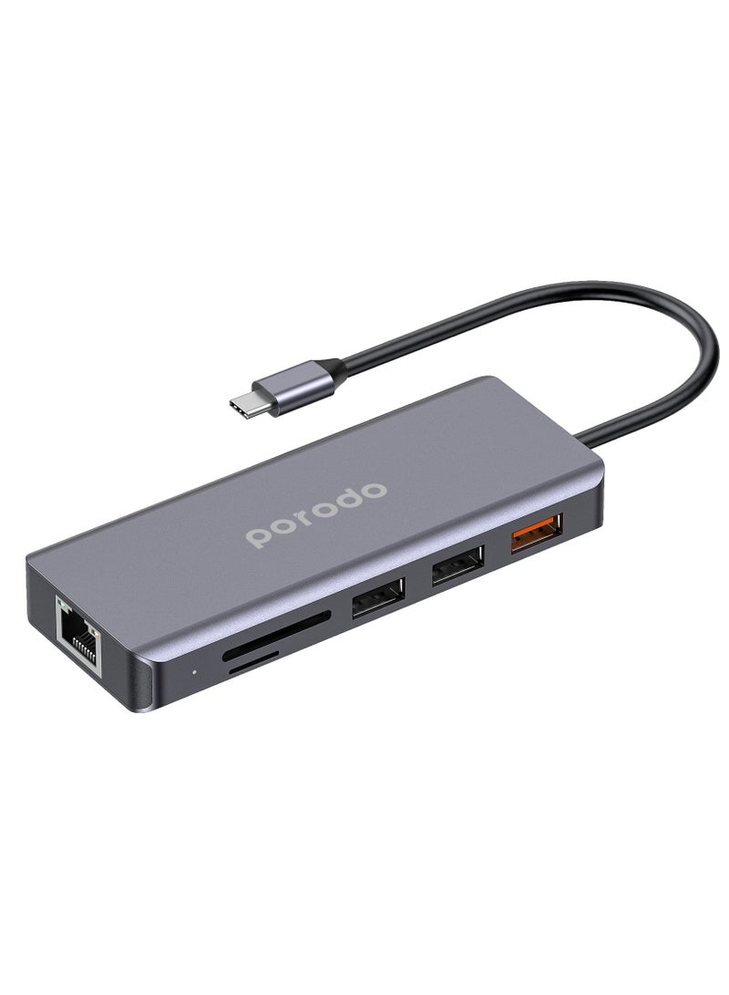 بورودو 9 In1 USB-C Hub Type-C PD 100W HDMI إيثرنت USB بطاقة SD 3.5 مم Aux - Image 2