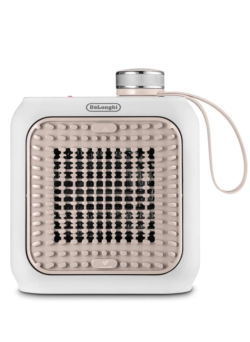 De'Longhi Capsule Desk Ceramic Fan Heater 360 W HFX10B03.PK White and natural pink - Image 1