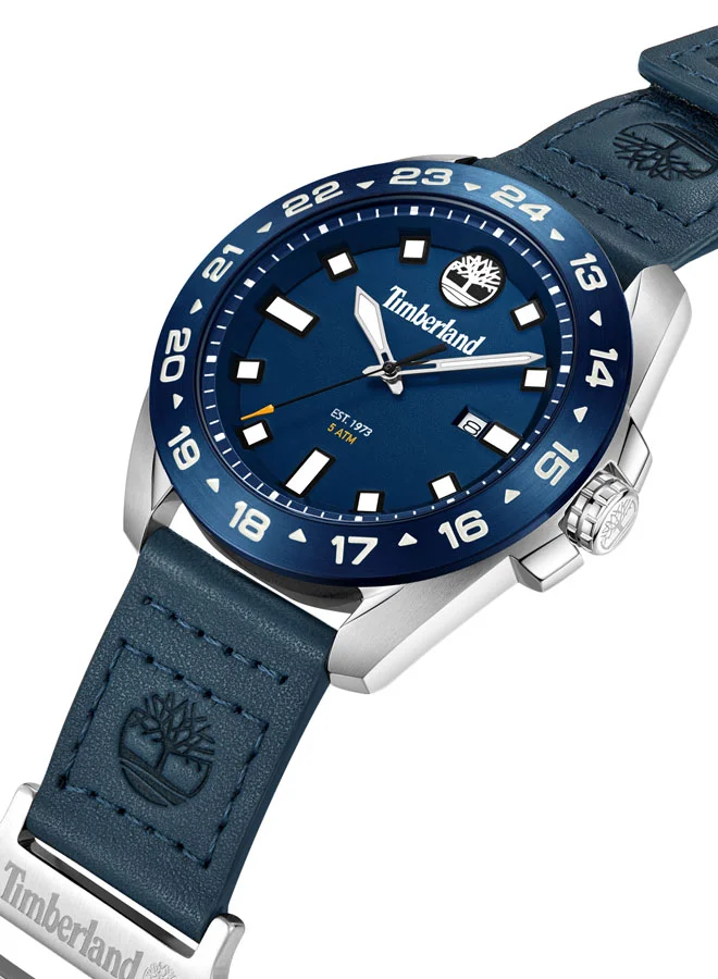 تمبرلاند Carrigan 44mm Men's Analog Watch with Blue Leather Strap