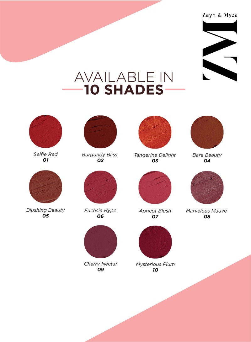 ZM Zayn & Myza - Transfer-Proof Power Matte Lipstick, 3.2 g Burgundy Bliss - Image 1