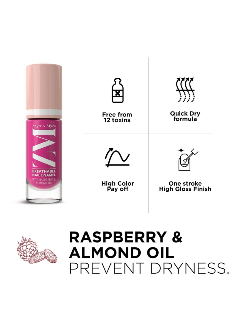 ZM Zayn & Myza Breathable Nail Enamel With Raspberry & Almond Oil - Fast Drying, 6 ml Pink Popsicle  - Image 5
