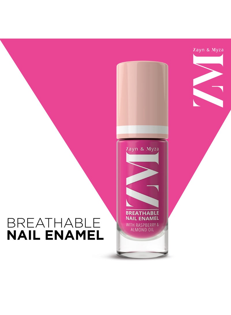 ZM Zayn & Myza Breathable Nail Enamel With Raspberry & Almond Oil - Fast Drying, 6 ml Pink Popsicle  - Image 2