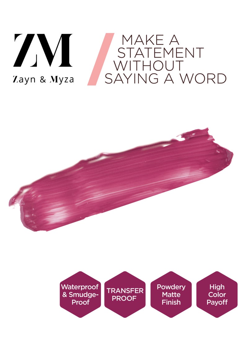 ZM Zayn & Myza Transfer-Proof Power Matte Lip Colour 6 ml Full Fuchsia  - Image 3
