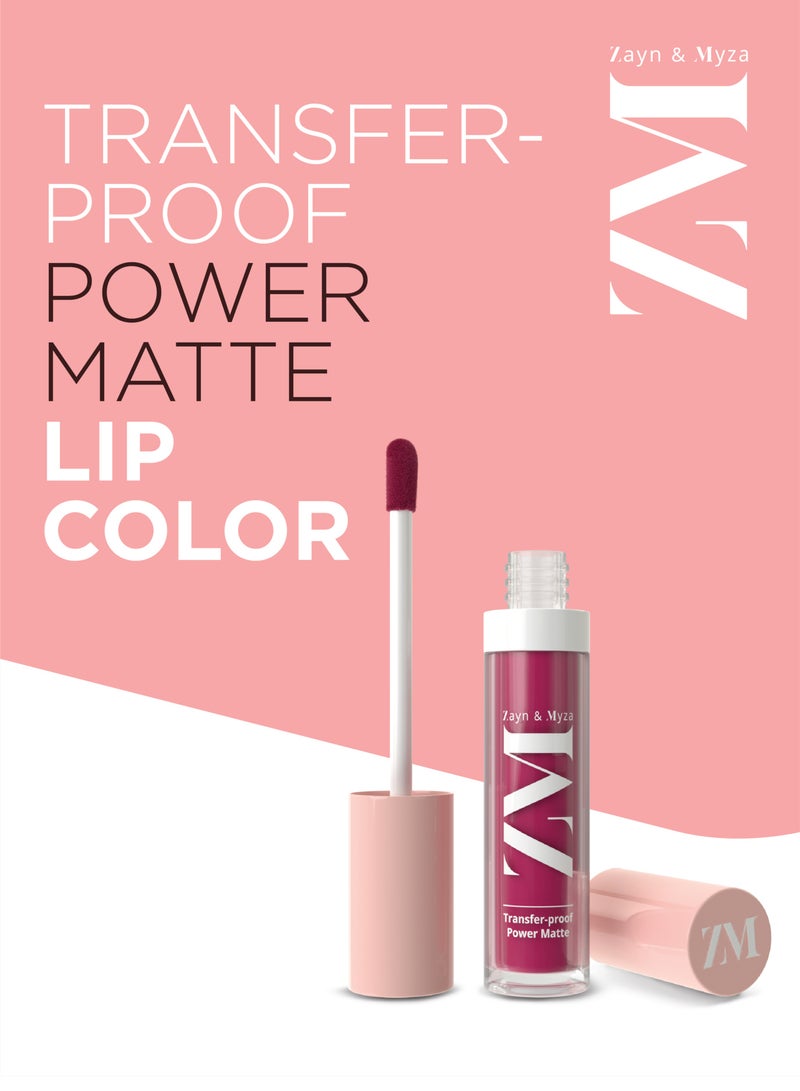 ZM Zayn & Myza Transfer-Proof Power Matte Lip Colour 6 ml Full Fuchsia  - Image 2