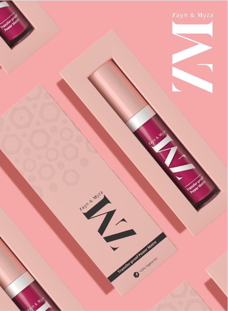 ZM Zayn & Myza Transfer-Proof Power Matte Lip Colour 6 ml Full Fuchsia  - Image 5