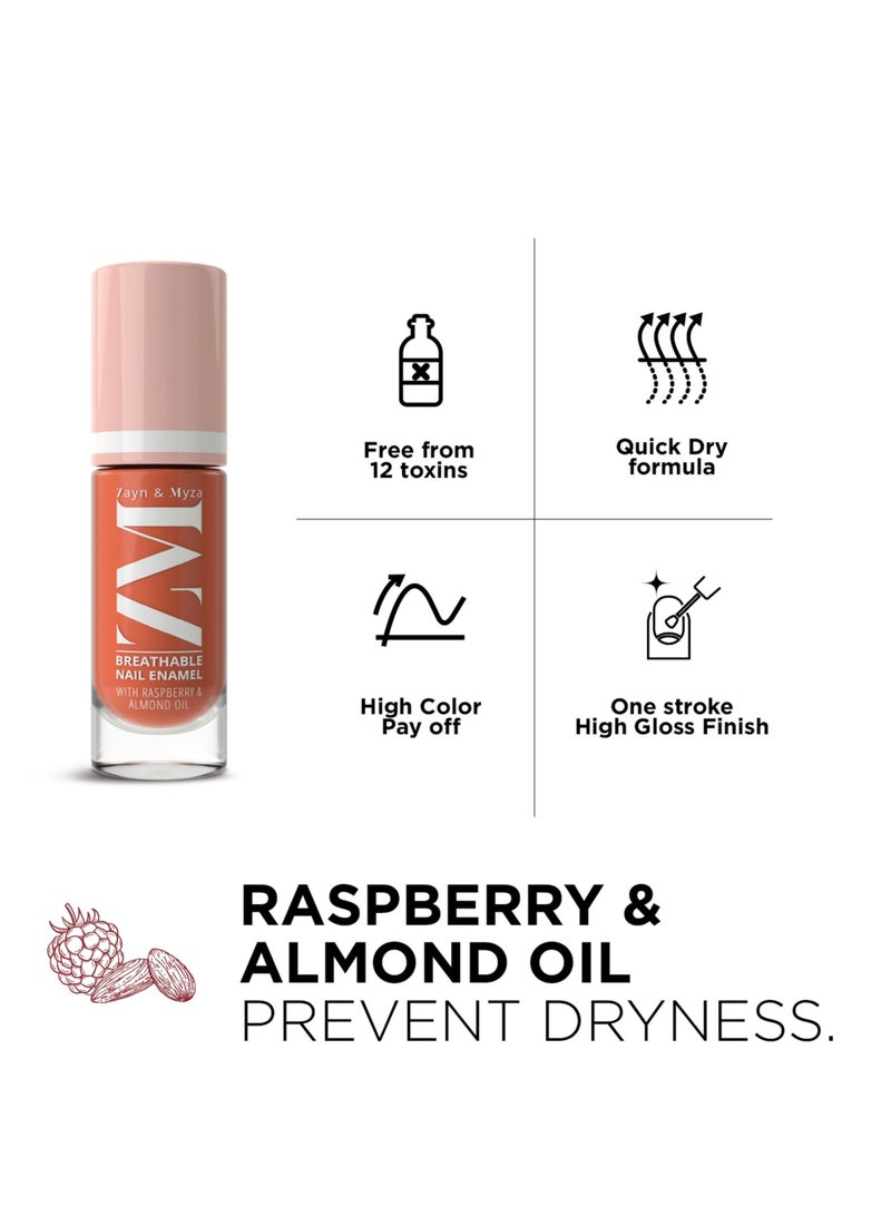 ZM Zayn & Myza Breathable Nail Enamel With Raspberry & Almond Oil Fast Drying, 6 ml Apricot Mousse  - Image 5