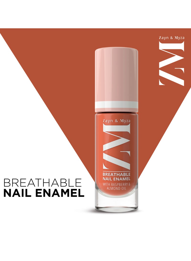 ZM Zayn & Myza Breathable Nail Enamel With Raspberry & Almond Oil Fast Drying, 6 ml Apricot Mousse  - Image 2