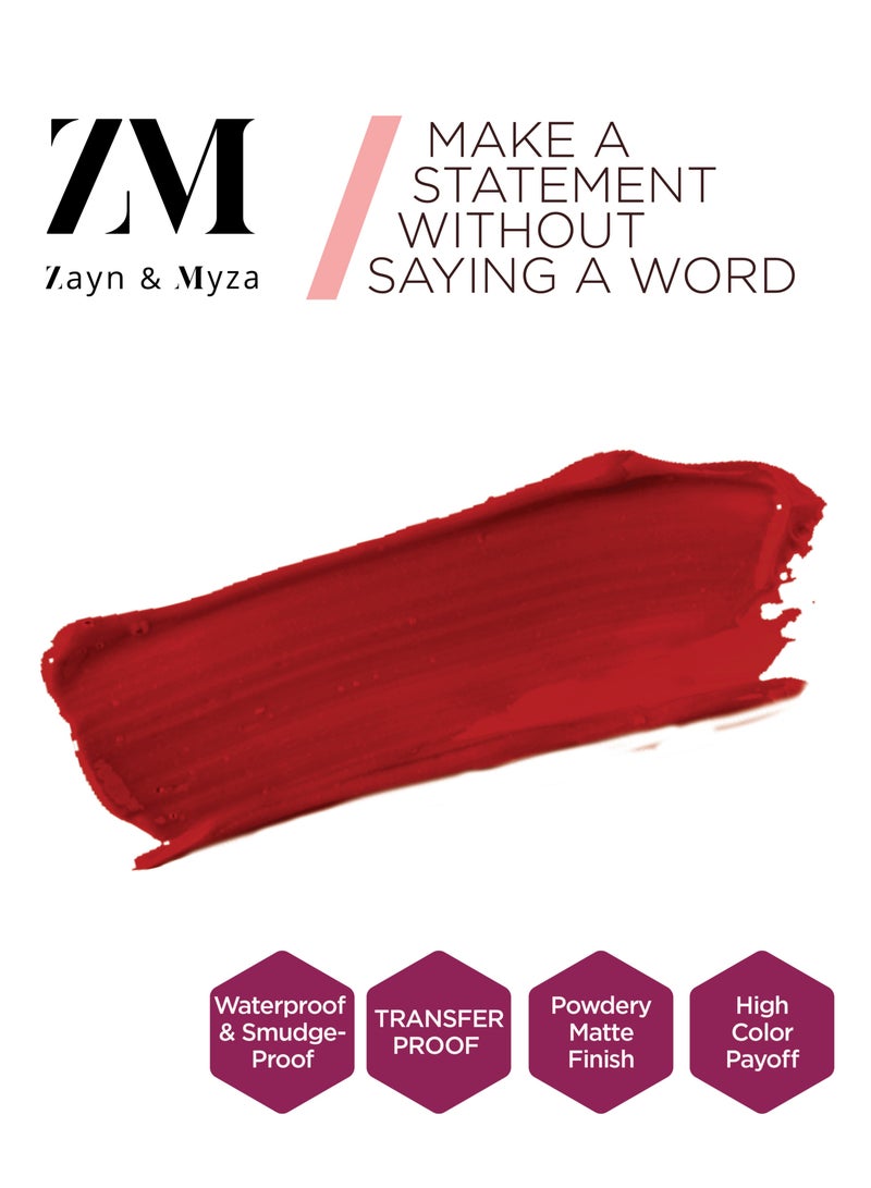 ZM Zayn & Myza - Transfer-Proof Power Matte Lip Colour Power Red - Image 1