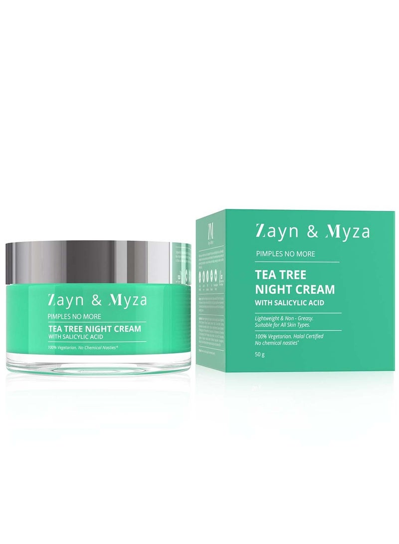 Tea Tree Night Cream with Niacinamide Unclog Pores and Dark Spots for Acne Pimple Prone Skin 50gm White 50grams - pnsku/N70021665V/45/_/1699190205/624ebc83-97b9-4e16-9285-536f0eda581c