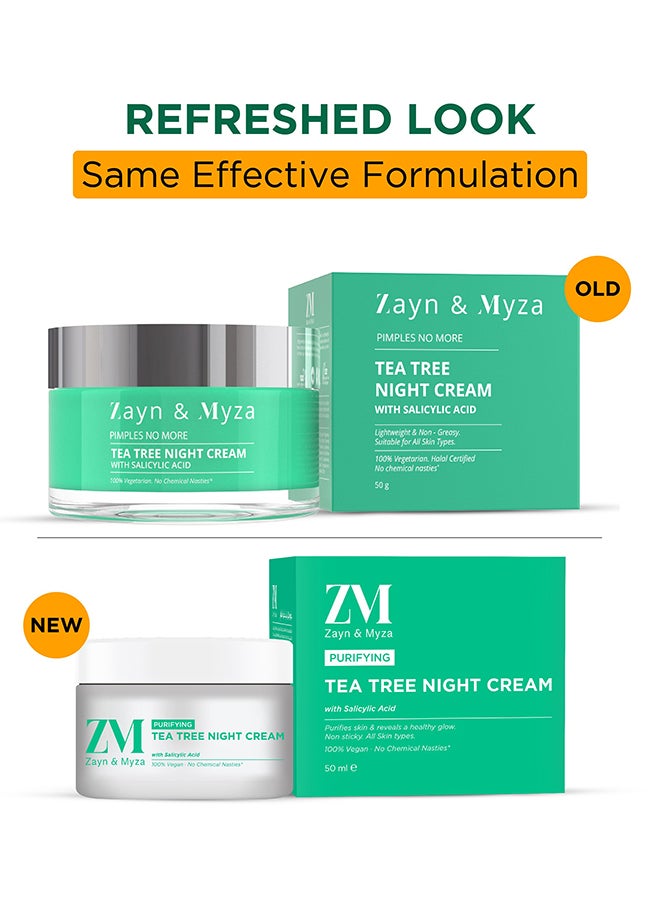 Tea Tree Night Cream with Niacinamide Unclog Pores and Dark Spots for Acne Pimple Prone Skin 50gm White 50grams - pnsku/N70021665V/45/_/1708589349/c02ecf78-da3b-4399-8a6a-2a0291f3bf0e