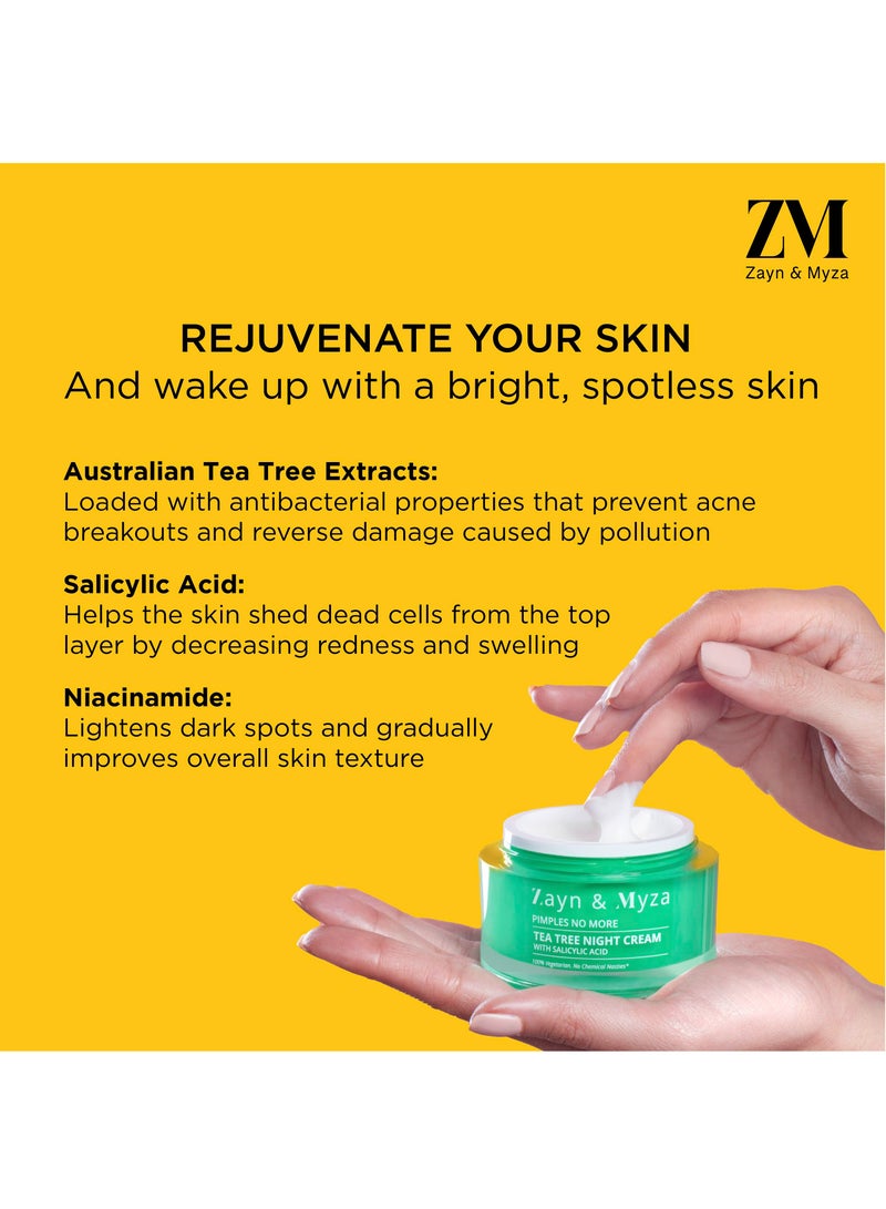 Tea Tree Night Cream with Niacinamide Unclog Pores and Dark Spots for Acne Pimple Prone Skin 50gm White 50grams - pnsku/N70021665V/45/_/1708589350/9c56f98f-4555-48fe-b919-459c4625c115