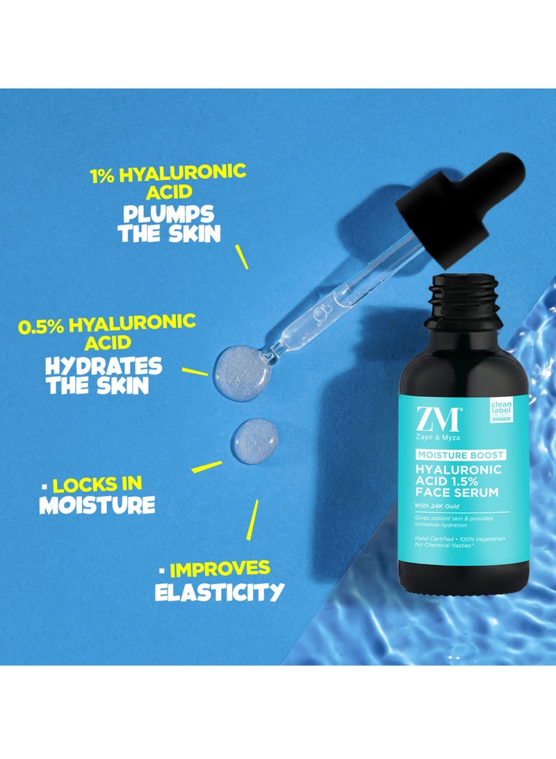 ZM Zayn & Myza - Hyaluronic Acid 1.5%  24k Gold face serum Skin hydration with brightness For Oily, Combination, Normal & Dry skin - Image 1