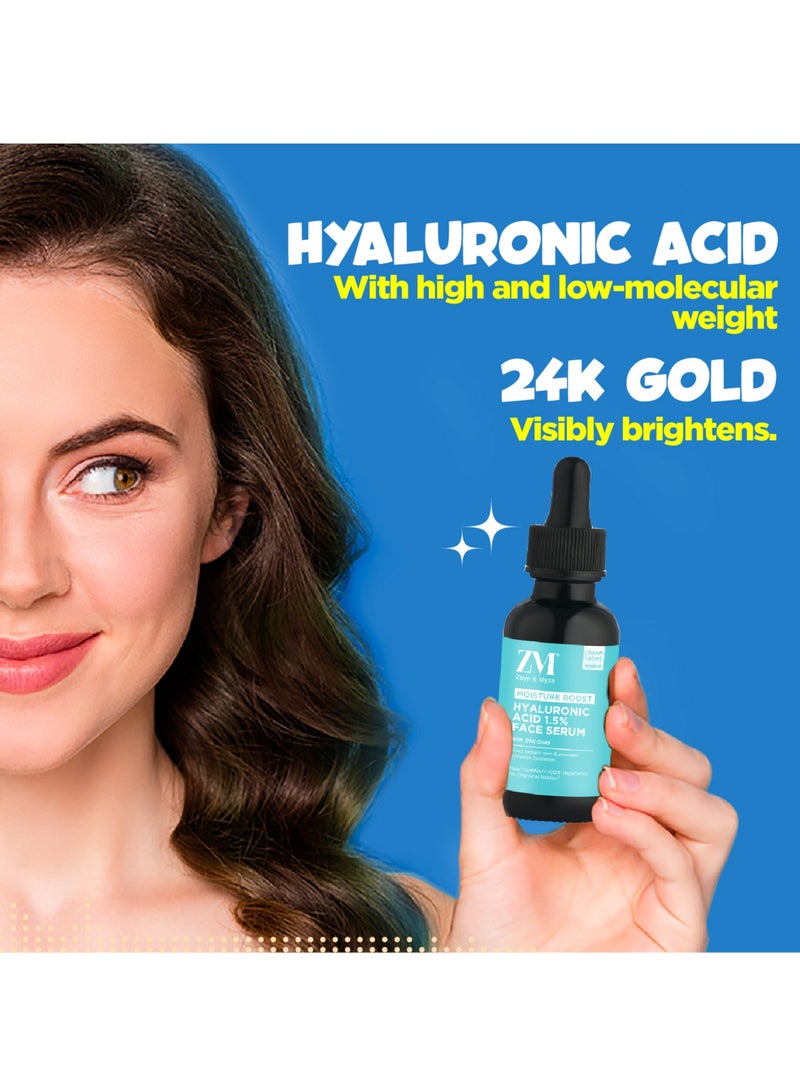ZM Zayn & Myza - Hyaluronic Acid 1.5%  24k Gold face serum Skin hydration with brightness For Oily, Combination, Normal & Dry skin - Image 1