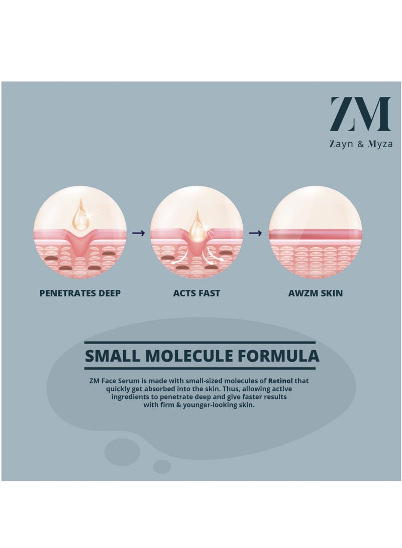 ZM Zayn & Myza Retinol Face Serum Anti-ageing formula Collagen Production Rosehip Extracts 30ml  - Image 4