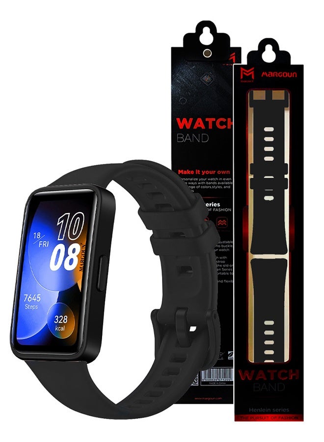 MARGOUN Replacement Silicone Band for Huawei Band 8 and 9 Watch Band for Men Women - Sport Strap Band Lightweight Band Black - Image 5