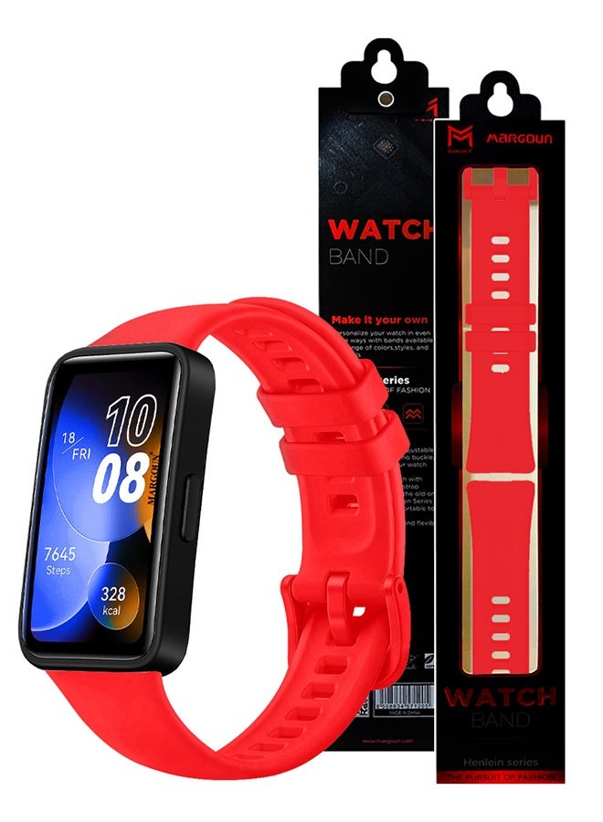 MARGOUN Replacement Silicone Band for Huawei Band 8 and 9 Watch Band for Men Women - Sport Strap Band Lightweight Band Red - Image 5