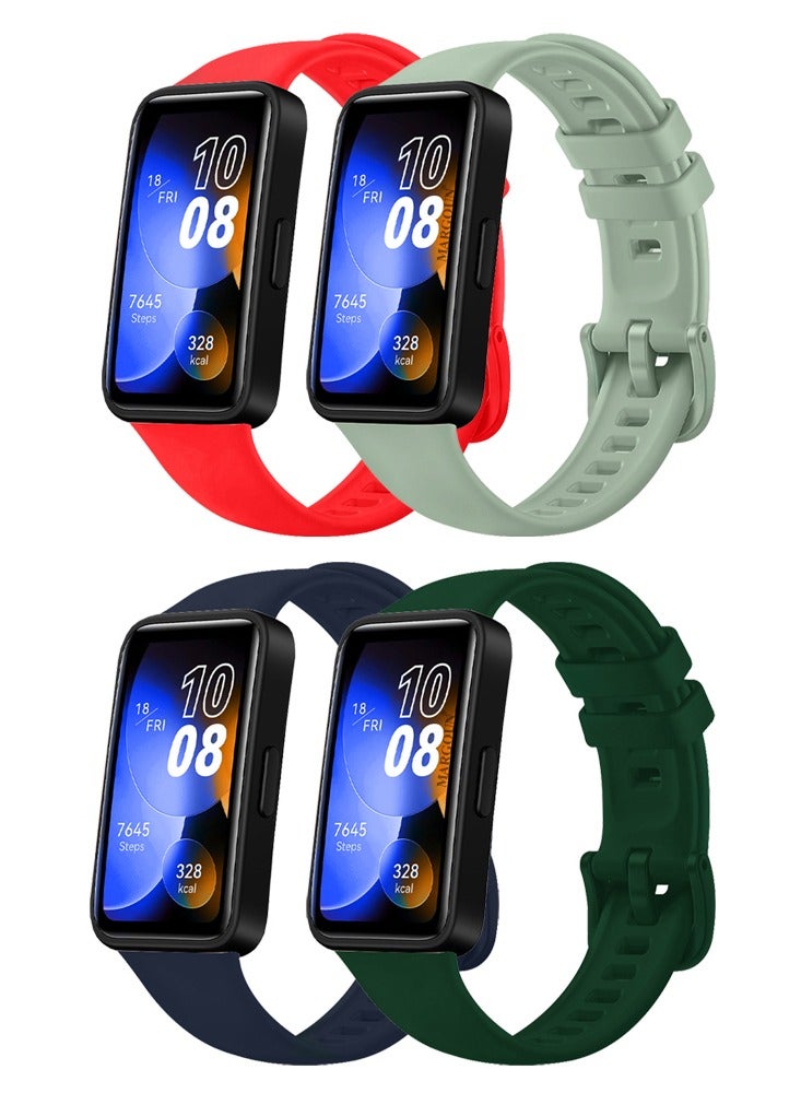 MARGOUN 4 Packs Of Huawei Band 8 Watch Band For Men Women Sport Watch Strap Lightweight Silicone Replacement Band Multicolour