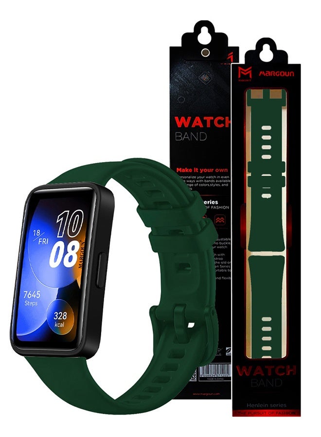 MARGOUN Replacement Silicone Band for Huawei Band 8 and 9 Watch Band for Men Women - Sport Strap Band Lightweight Band Green - Image 5