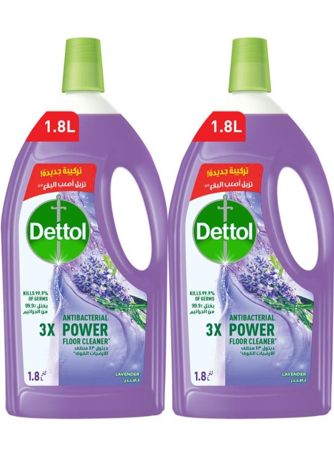 Dettol Floor Cleaner Antibacterial Power With Lavender Smell, Pack Of 2 - Purple 1.8Liters 