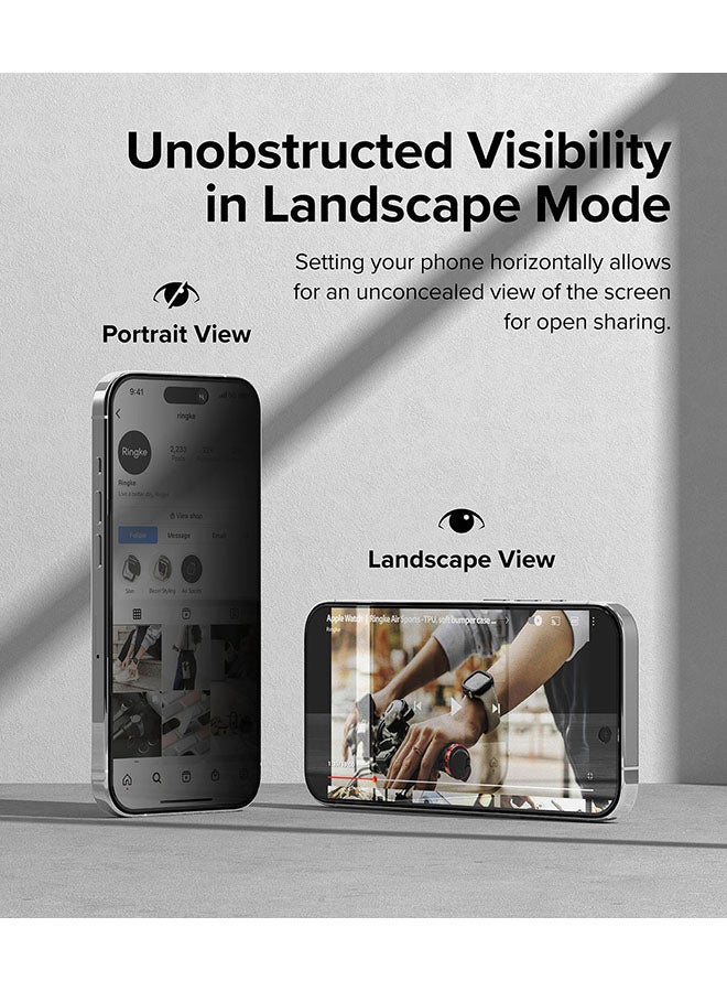 Ringke Privacy Glass Anti-Spy Compatible With iPhone 15 Pro Screen Protector Full-Coverage Tempered Guard With Installation Jig Clear - Image 5
