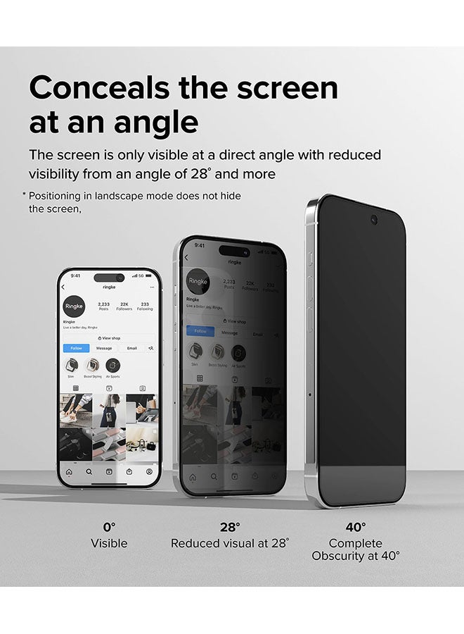 Ringke Privacy Glass Anti-Spy Compatible With iPhone 15 Pro Screen Protector Full-Coverage Tempered Guard With Installation Jig Clear - Image 4