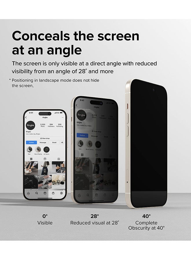 Ringke Privacy Glass Anti-Spy Compatible With iPhone 15 Plus Screen Protector Full-Coverage Tempered Guard With Installation Jig Clear - Image 4