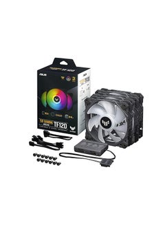 ASUS Tuf Gaming TF120 ARGB Case Fan, Aura Sync Compatibility, 12cm Fan Diameter, 1900RPM Max Rotation Speed, 76 cfm Max Airflow, 29 dB Noise Level, Black Edition, Triple Pack Grey  - Image 1