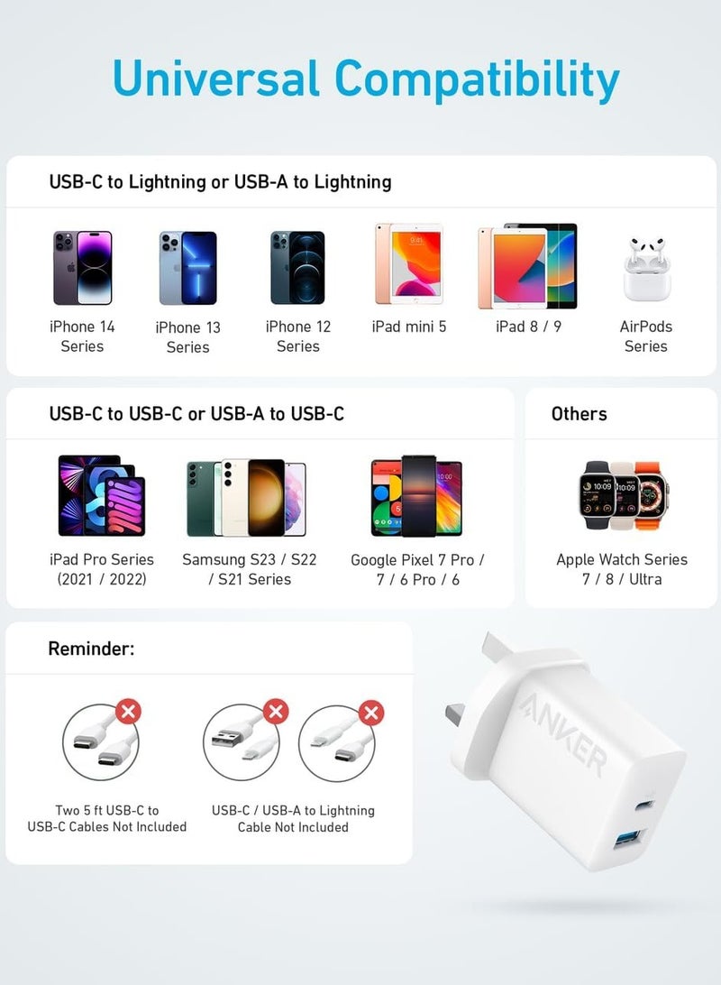 Anker - 2-Pack Dual Port USB Fast Wall Charger 20W White - Image 1