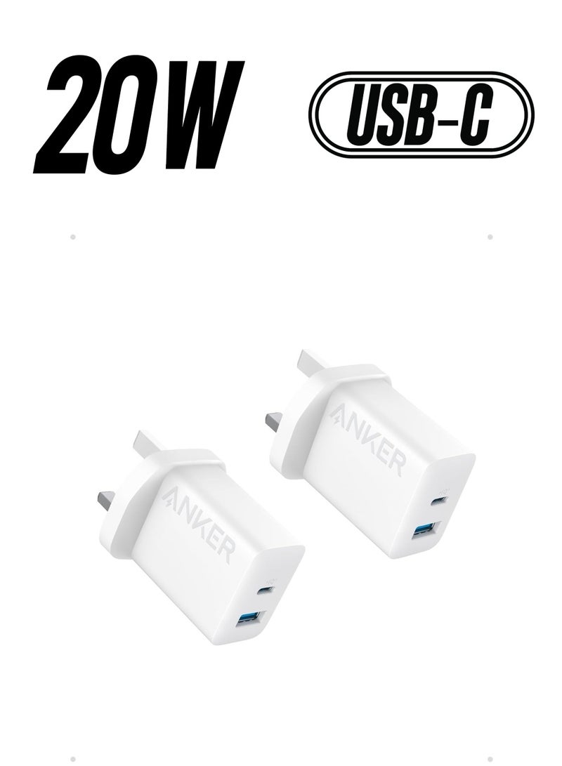 Anker - 2-Pack Dual Port USB Fast Wall Charger 20W White - Image 1