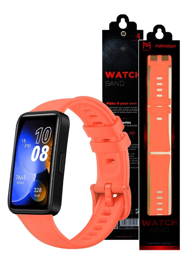 MARGOUN Huawei Band 8 Watch Band For Men Women Sport Watch Strap Lightweight Silicone Replacement Band Orange - Image 4