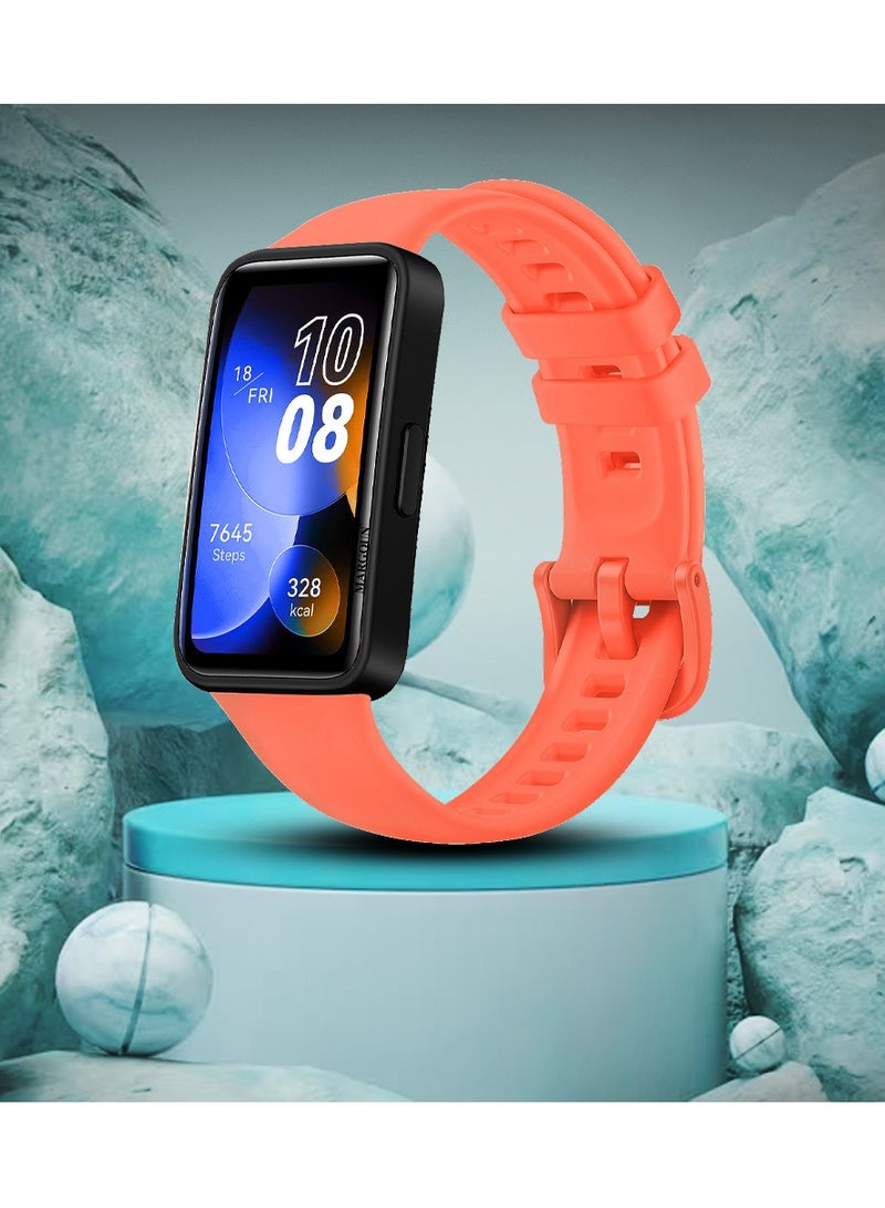 MARGOUN Huawei Band 8 Watch Band For Men Women Sport Watch Strap Lightweight Silicone Replacement Band Orange - Image 3