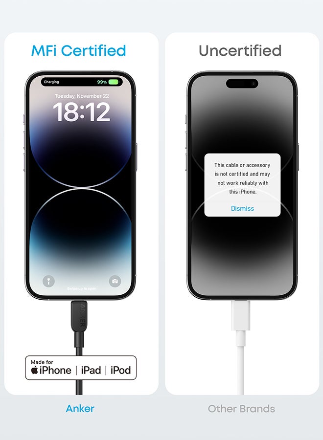 Anker USB C to Lightning Cable, 310 USB-C to Lightning Cable(,6ft), MFi Certified, Fast Charging Cable for iPhone 14 Plus 14 14 Pro Max 13 13 Pro 12 11 X XS XR (Charger Not Included) Black  - Image 4