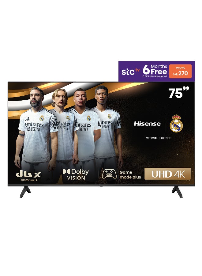 شاشة ذكية 75 بوصة 4K A6K نظام VIDA دولبي فيجن HDR بلوتوث وواي فاي تصميم جديد 2023 موديل 75A6K (2 USB - 3 HDMI) 75A6K أسود 