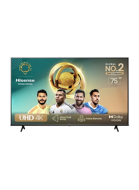 75 Inch 4K A6K Smart TV | VIDAA system | Dolby Vision | HDR | Bluetooth | Wi-Fi | New design | (2 USB - 3 HDMI) | 60HZ | (2023) - 75A6K Black