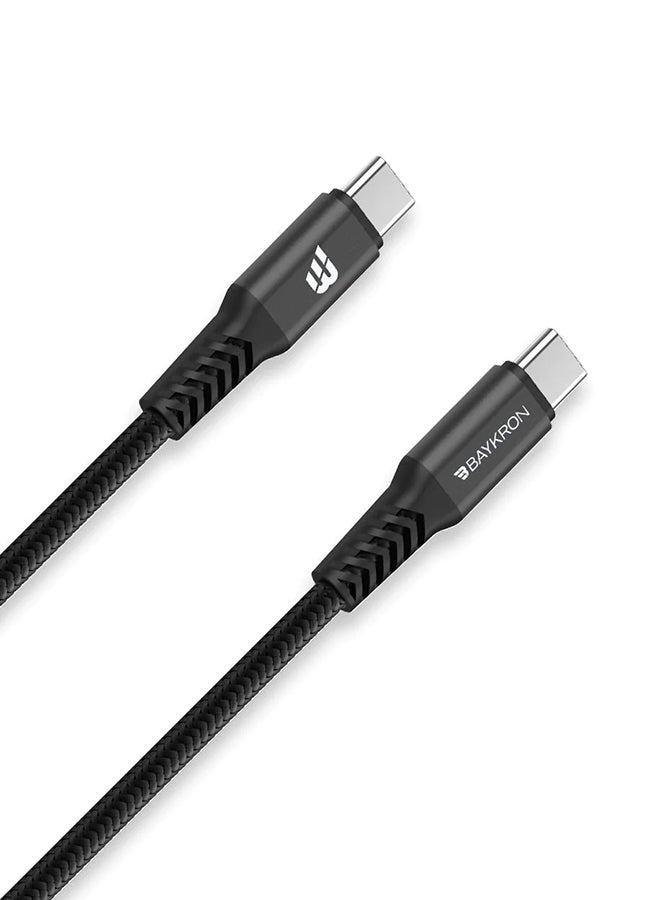 Baykron Premium USB-C To USB-C Charge And Sync With Ultra Durable Dupont Kevlar Braided Exterior 3M Black - Image 2