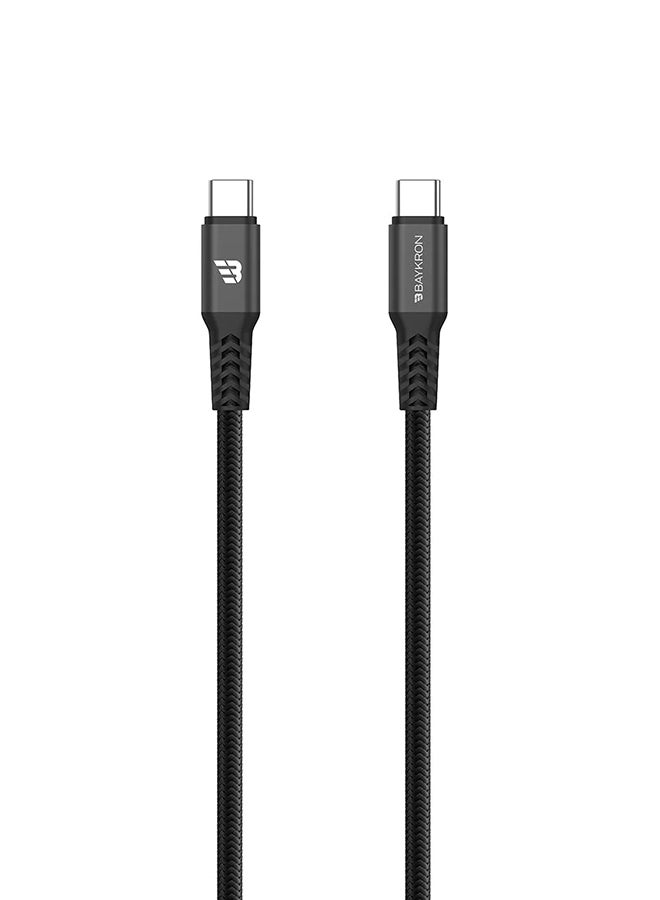 Baykron Premium USB-C To USB-C Charge And Sync With Ultra Durable Dupont Kevlar Braided Exterior 3M Black - Image 3
