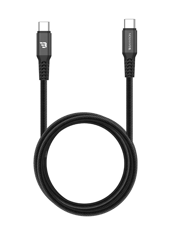 Baykron Premium USB-C To USB-C Charge And Sync With Ultra Durable Dupont Kevlar Braided Exterior 3M Black - Image 1