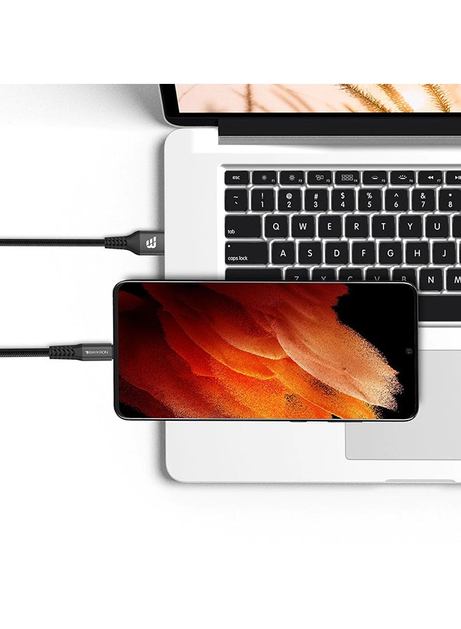 Baykron - Active USB A To Type C  Data-Sync Charge Cable Black - Image 1