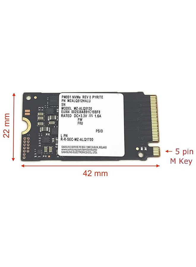 سامسونج SSD 512GB PM991 M.2 2242 42mm NVMe PCIe Gen3 x4 MZALQ512HALU MZ-ALQ5120 محرك الحالة الصلبة M Key  - Image 2