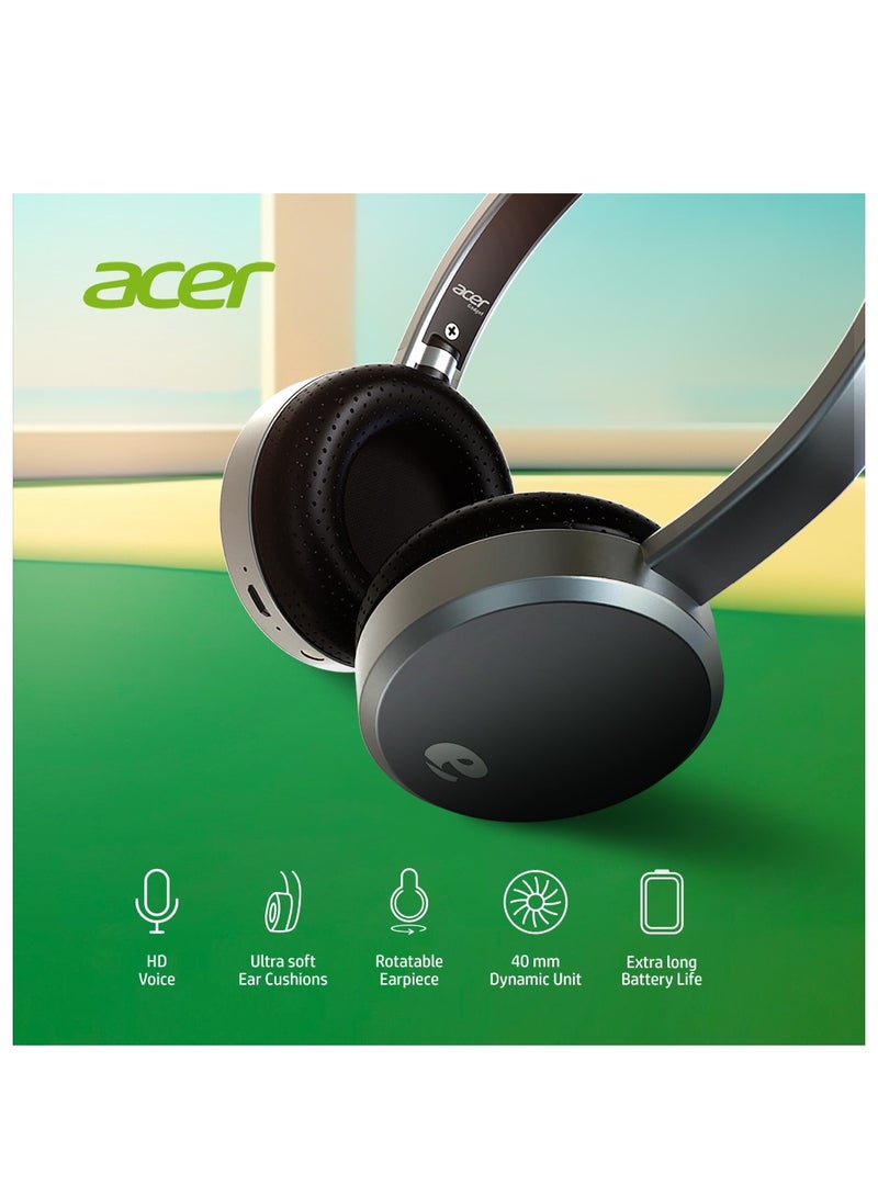 Acer Bluetooth Wireless Over-Ear Headphones, Pure Bass Sound, Speed Charge, USB Type-C, Rotatable Earcups, Grey - Image 2