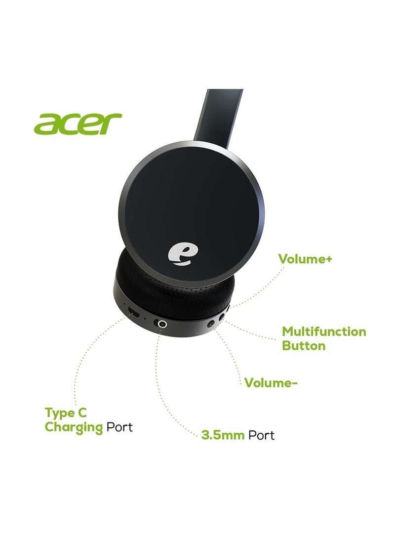 Acer Bluetooth Wireless Over-Ear Headphones, Pure Bass Sound, Speed Charge, USB Type-C, Rotatable Earcups, Grey - Image 4